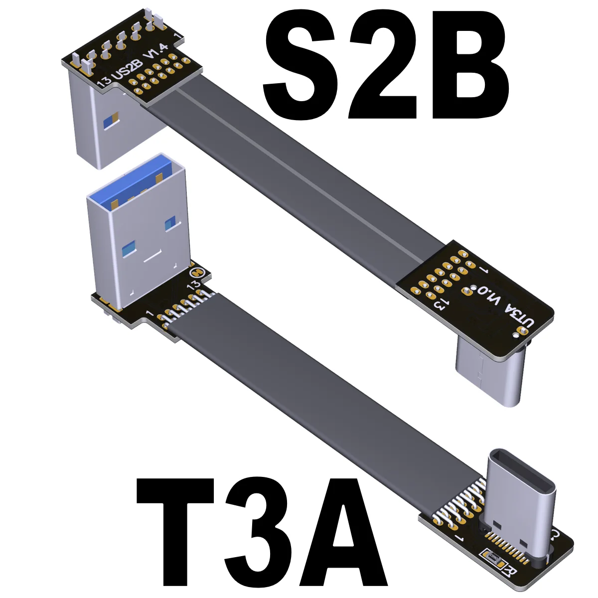 ADT USB3.1 плоский Удлинительный кабель штекер A-штекер C type-c Встроенный кабель в изогнутом шасси