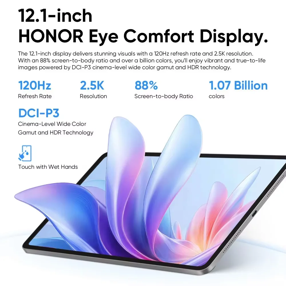 Global Version HONOR Pad 10 12.1'' WIFI 2.5K HONOR Eye Comfort Display Snapdragon 7 Gen 3 10100mAh Battery HONOR 35W SuperCharge