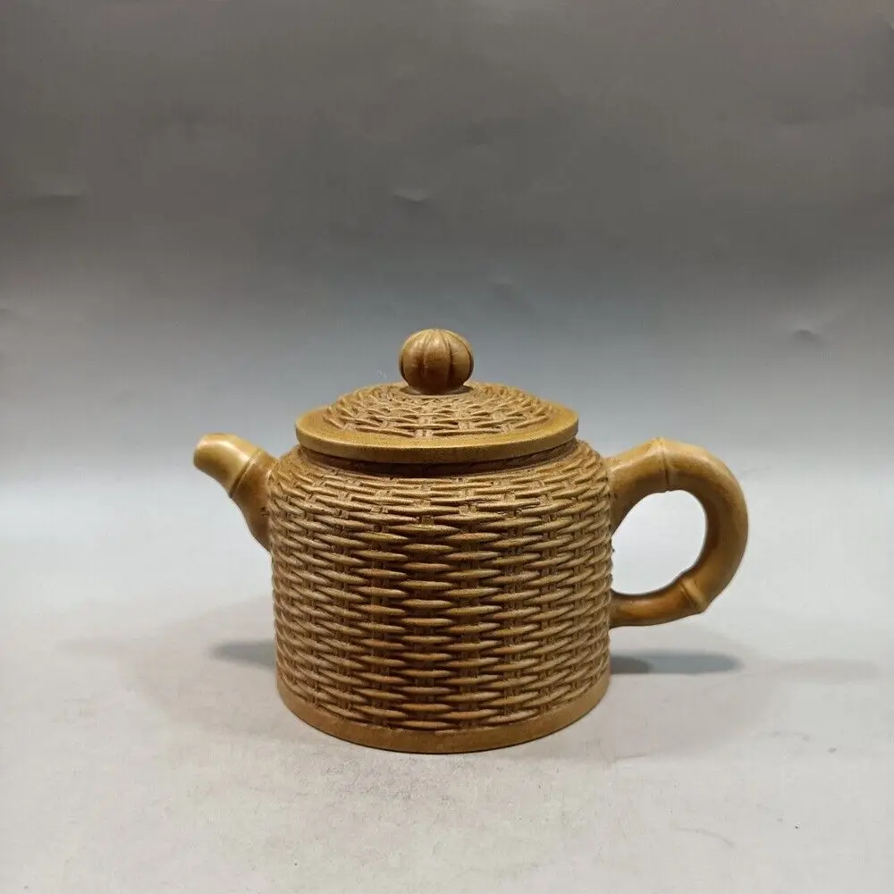 Chinese Yixing Zisha Clay Teapot Bamboo Weaving Pot Yin Yijun 320Ml