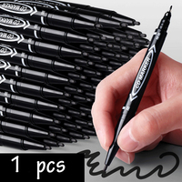 1 pcs Twin Tip Permanent Marker Pen Waterproof Ink Fine Point Black Blue Red Oil Ink 0.5/1.0mm Round Toe Fine Color Marker Pens