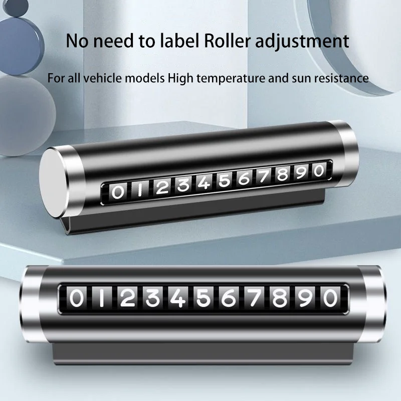 

Car Temporary Parking Number Plate Aluminum Alloy Roller Adjustable Parking Plaque Sticker Ornament Car Accessories