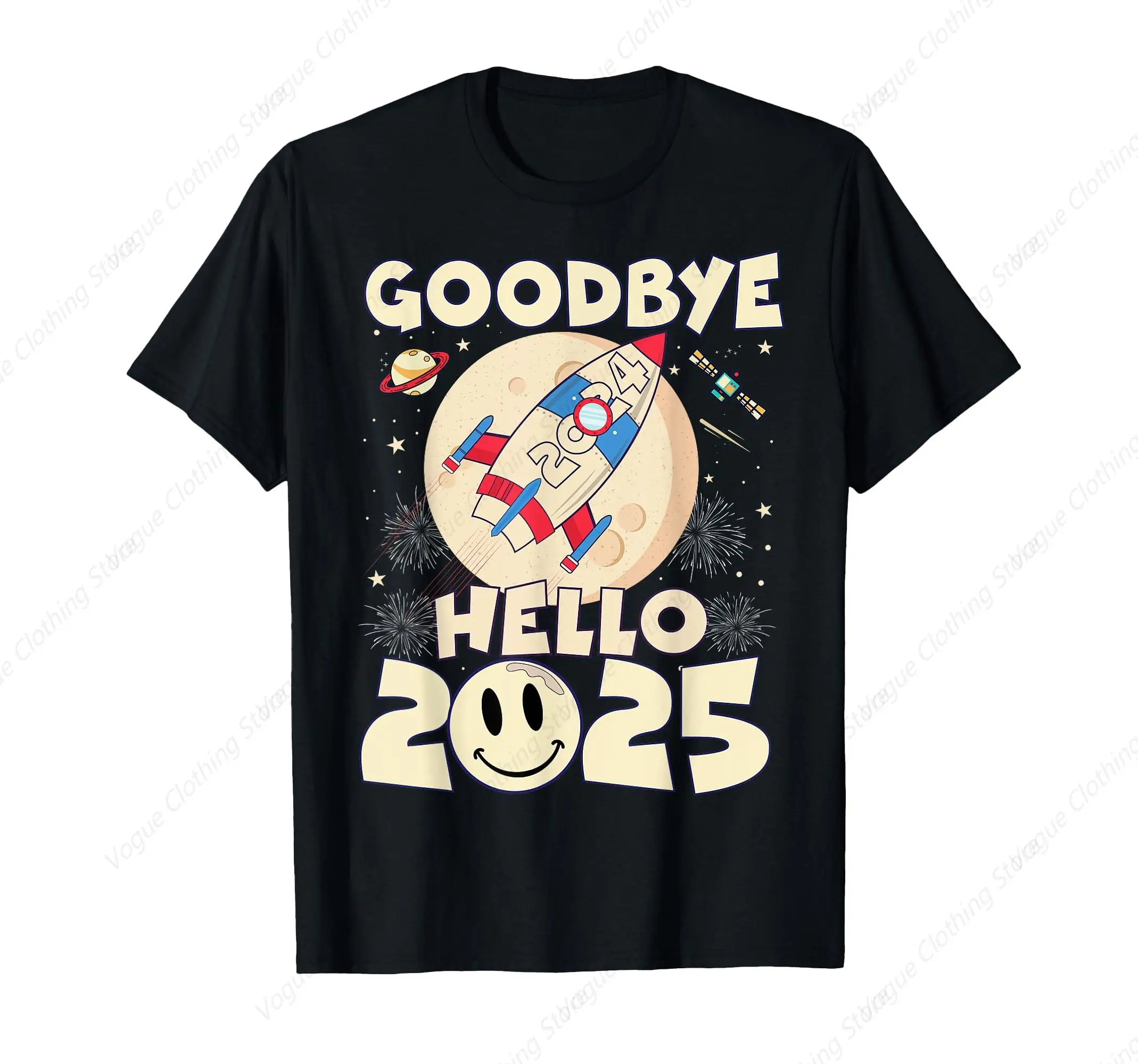 Family Pajamas Goodbye 2024 Hello 2025 Fly Happy New Year T-Shirt Cotton Clothing Outdoor Leisure Daily Tee