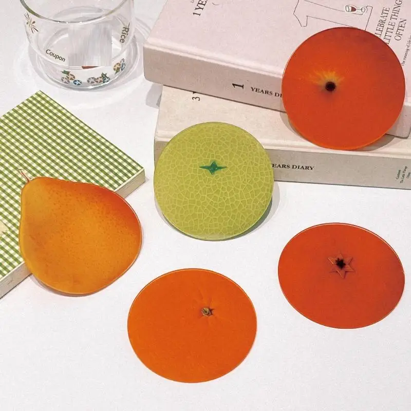 Creative Orange Acrylic Coaster Transparent Fruit Antiscald Heat Insulation Pad Home Desktop Decoration