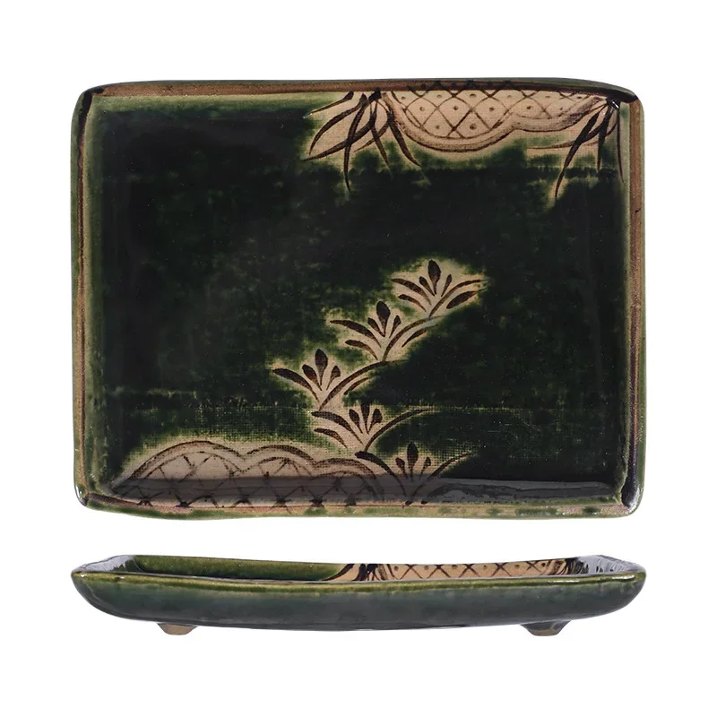Sushi plate, ceramic roast bird plate, creative, rectangular, Japanese light luxury household tableware