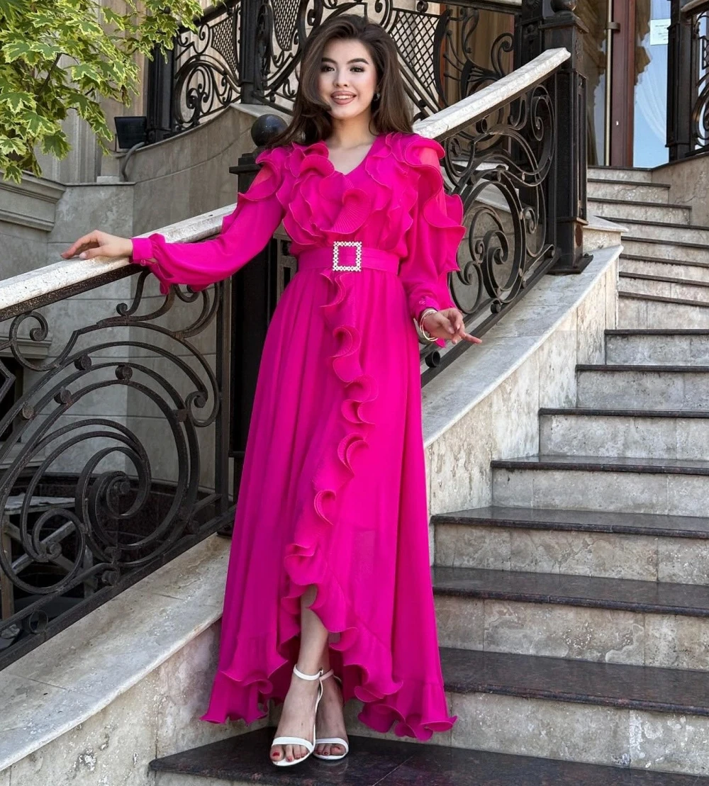 Vestido Midi plisado de gasa, traje informal de línea a con cuello en V, estilo clásico exquisito y moderno, Pastrol de alta calidad