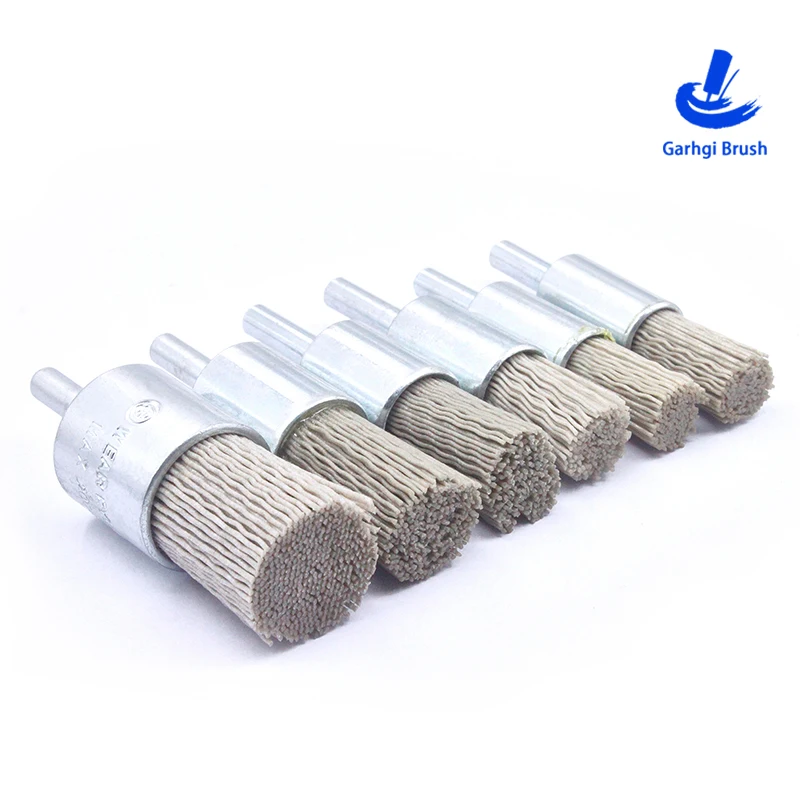 Small Abrasive Nylon End Brushes for Surface Treatment Cleaning Finishing Inside Diameter Spot Facing Recessed Areas Power Tools