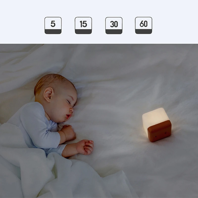 Timing LED Night Light USB Rechargeable Square Brightness Adjustable Energy Saving Lights Small Bedside Wholesale