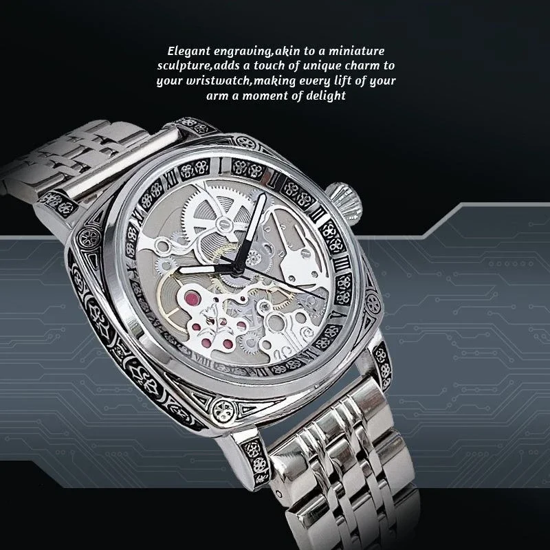 2025 ساعات كلاسيكية للرجال من أفضل العلامات التجارية المنحوتة المصنوعة بحزام فولاذي ساعات كوارتز مقاومة للماء للرجال