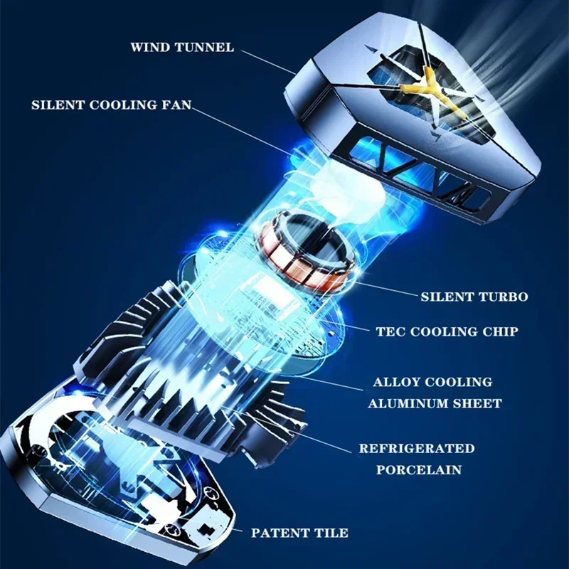 DY19 Universal โทรศัพท์มือถือ Cooler Semiconductor Magnetic Fast หม้อน้ําพัดลมระบายความร้อนสําหรับ IOS Android PUBG Type-C Cool ความร้อน