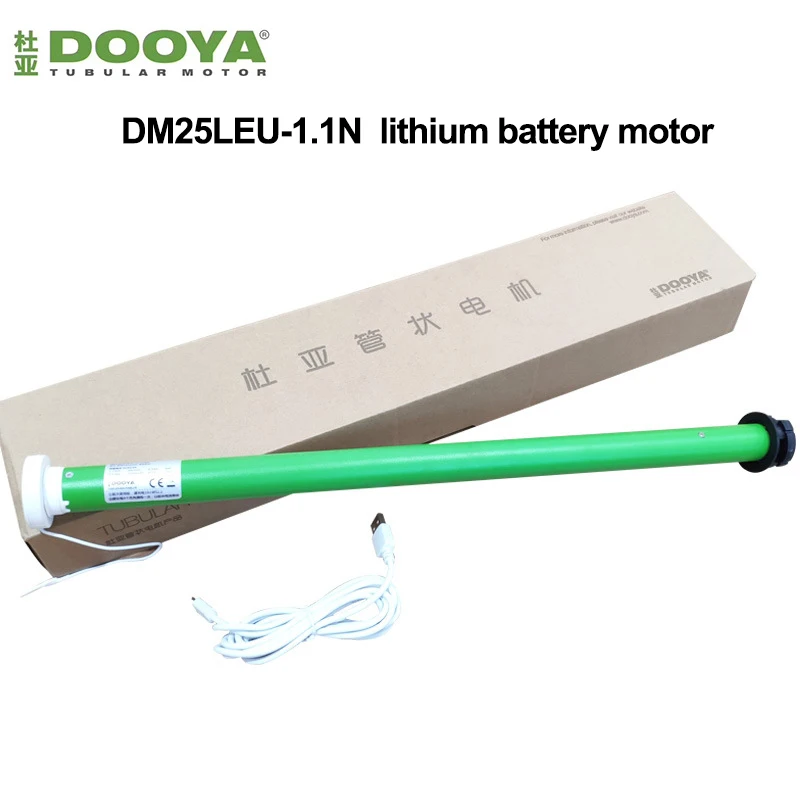 Dooya DM25LEU Tubular Motor USB lithium battery motor built-in receiver,RF433 remote control 38mm tube for Sunshine Blinds