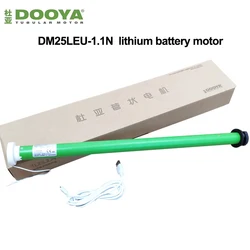 Dooya-DM25LEU Motor tubular com bateria de lítio, receptor embutido, controle remoto RF433, tubo de 38mm para persianas, USB