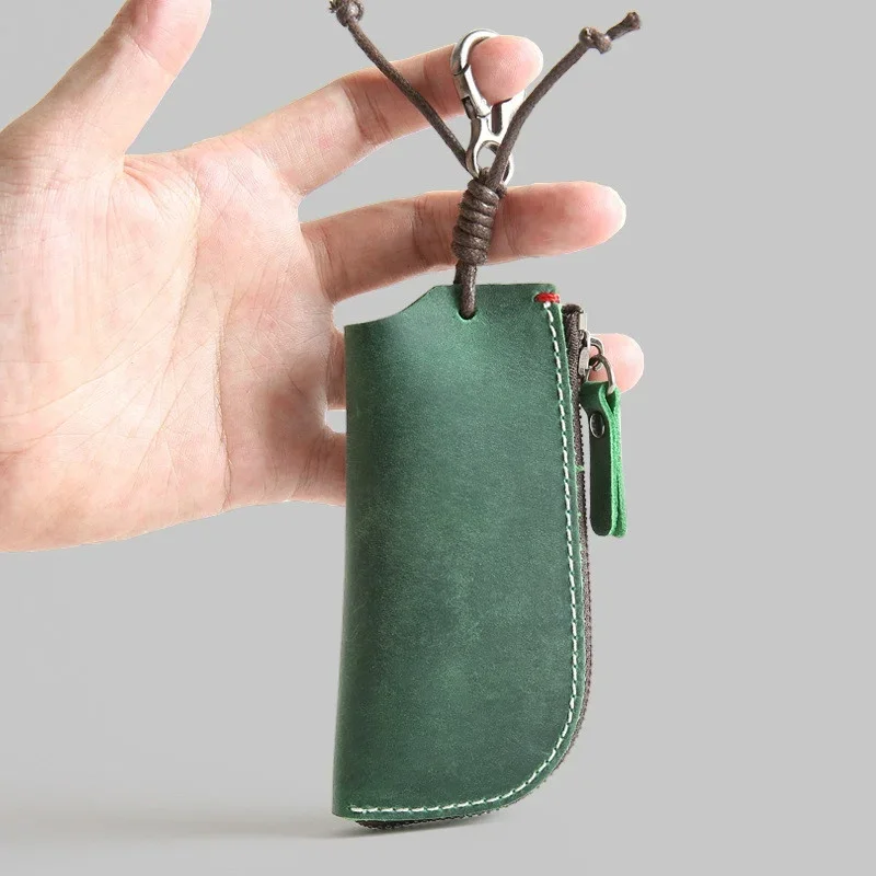 Vintage, ręcznie robiony, skórzany brelok na klucze, portfel, etui na kluczyki do samochodu, organizer, torba gospodyni — zdjęcie 3
