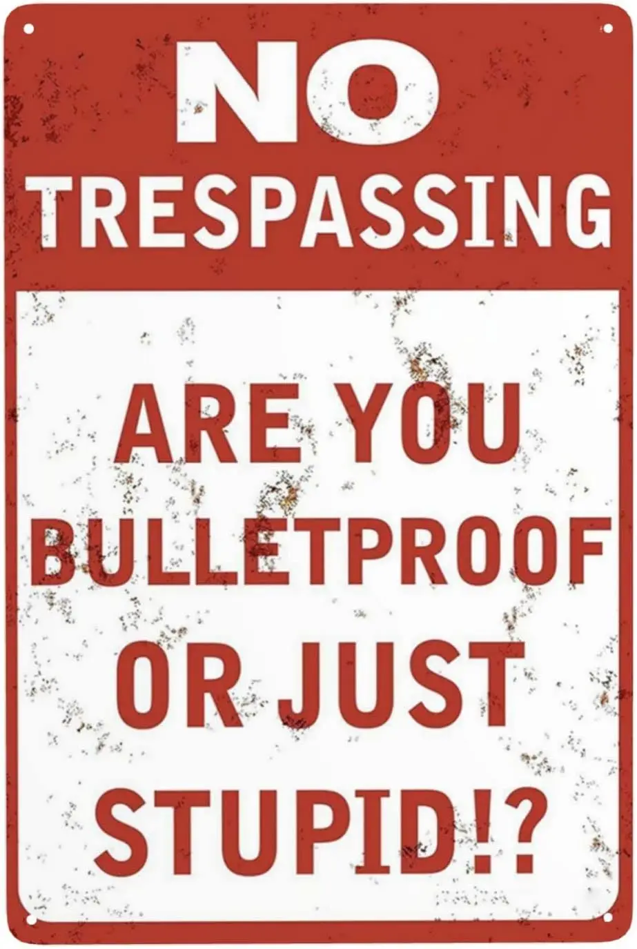 Metal Sign Retro Vintage No Trespassing Are You Bulletproof Or Just Stupid!? Aluminum for Home Coffee Wall Decor Tin -
