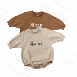 Custom Embroidery Name Children's Clothing Autumn Babies Jumpsuit Personalized Baby Shower Party Sweater Toddler Crawling Suits