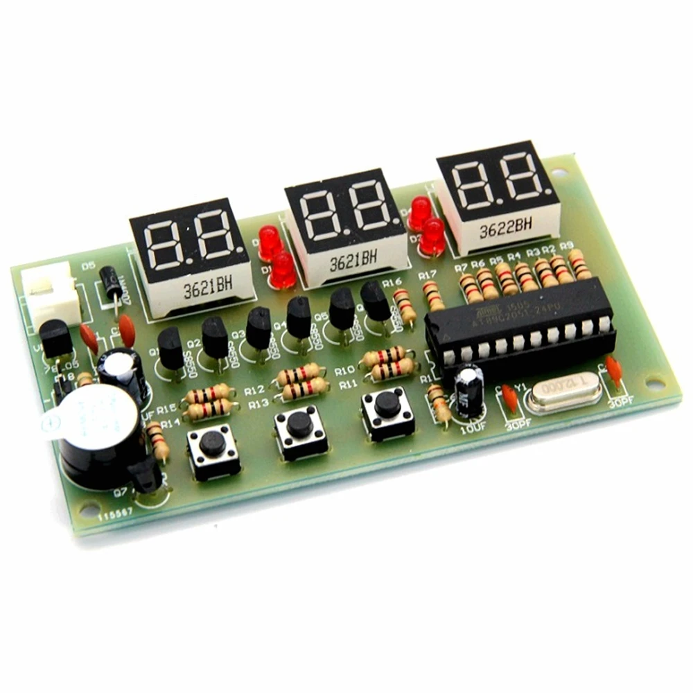 Kit de Despertador Eletrônico com Buzzer Learning Kit para Arduino, Relógio Digital DIY, 6 Bits, C51, Chip AT89C2051