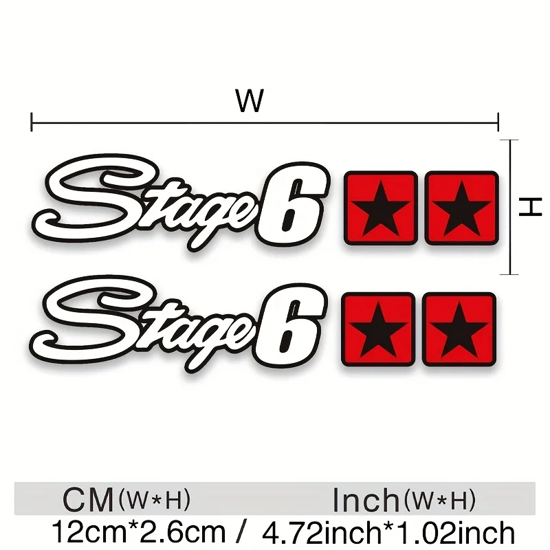 Durable Stage 6 Logo Decal with Red Stars, Stylish Sticker for Car Personalization & Auto Lovers