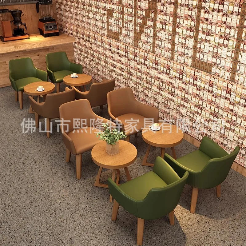 Cafe table and chair combination bar bar milk tea shop book bar table stool catering furniture booth sofa