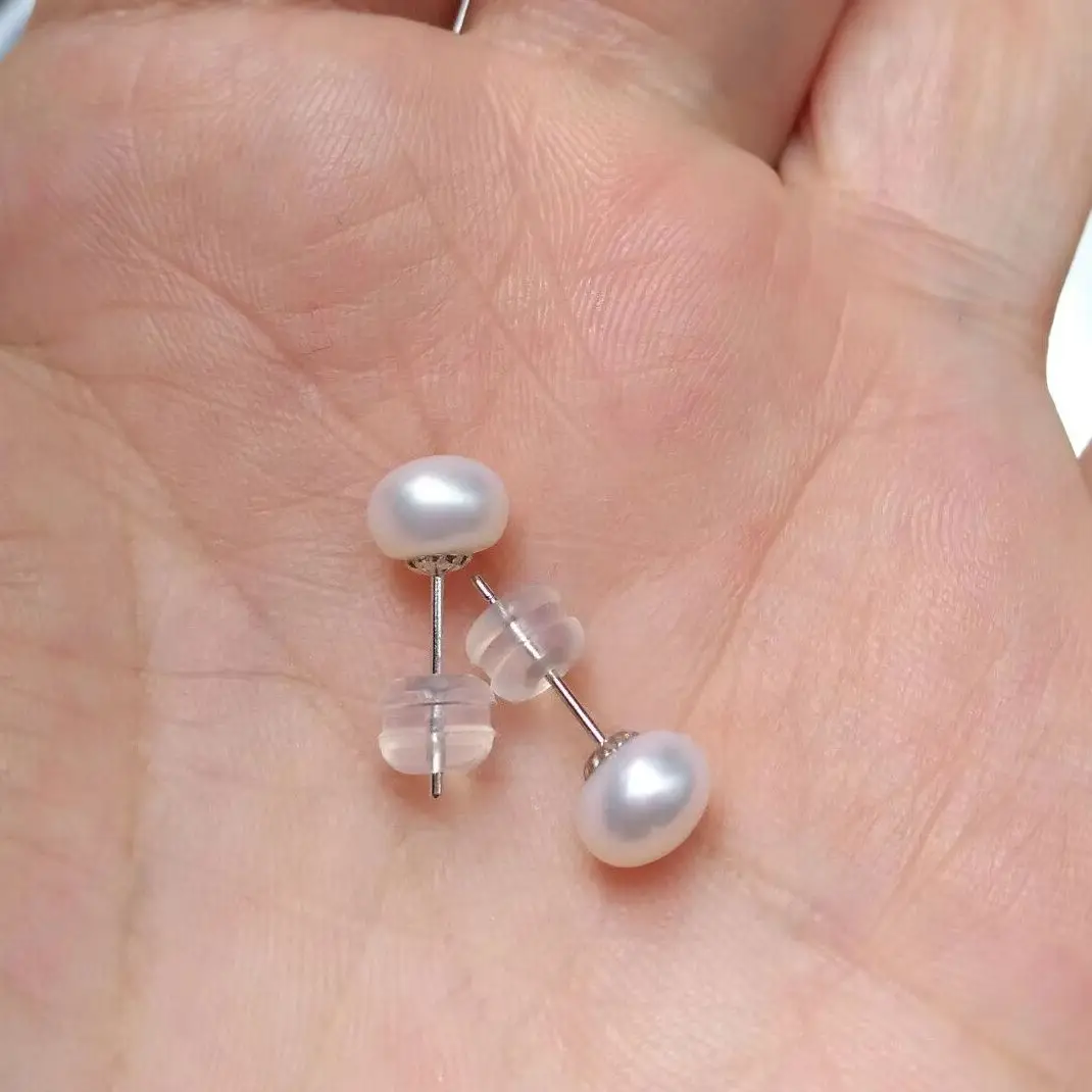 Perfect Customizable 9-10mm AAA+ Real White Akoya Pearl Stud Earrings Apply Any Occasion