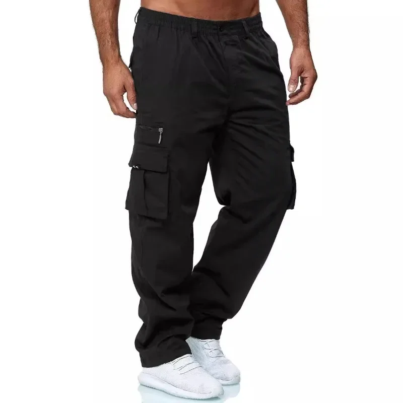 عارضة القطن عداء ببطء جيوب متعددة المشي لمسافات طويلة في الهواء الطلق العمل Sweatpants الرجال السراويل البضائع