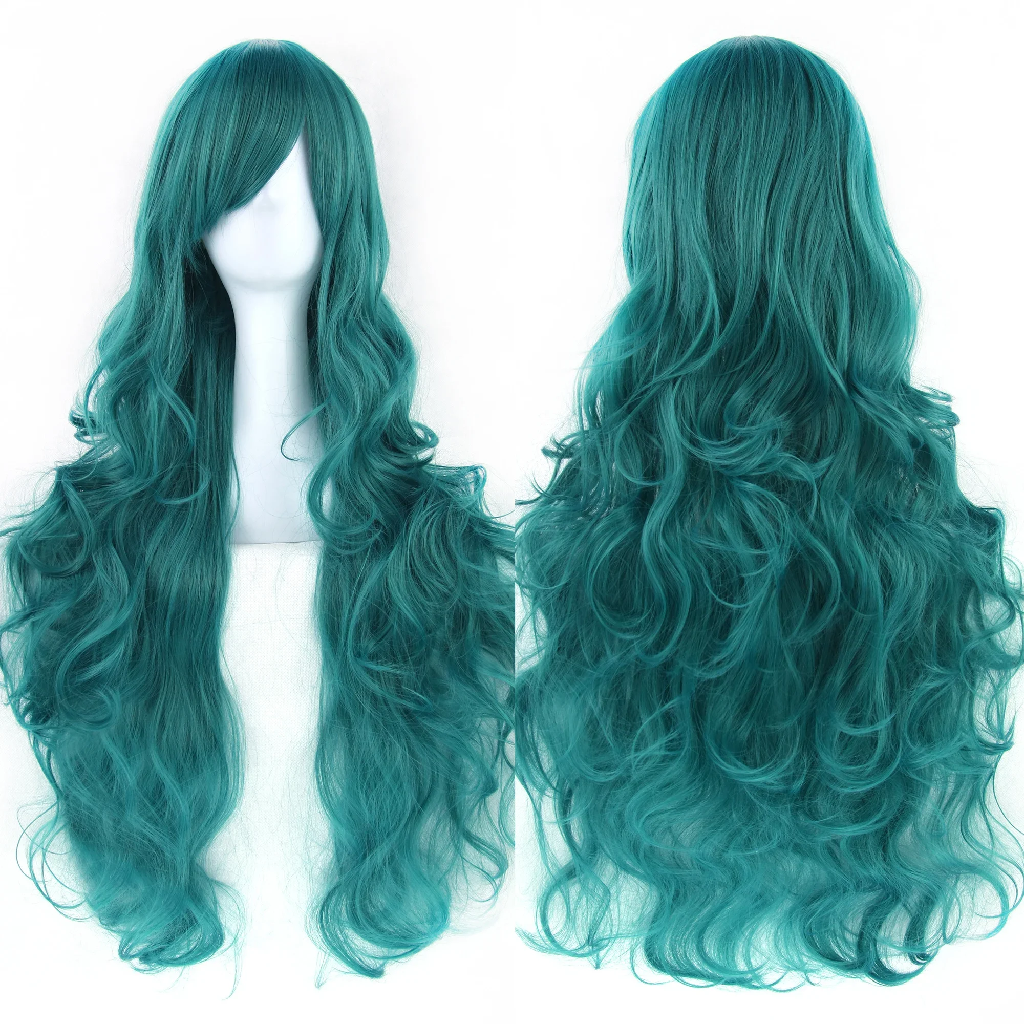 Soowee encaracolado longo cabelo sintético peruca verde peruca rosa preto festa cabelo cosplay perucas para mulher