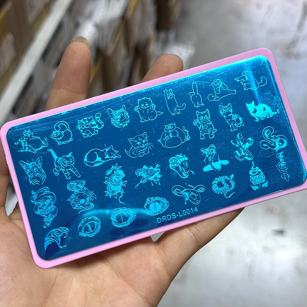 Plaques d'estampage Nail Art, dessin animé, chat, salle, papillon, géométrie, ligne, animal, image, pochoirs, modèles d'impression, outil, 12x6cm
