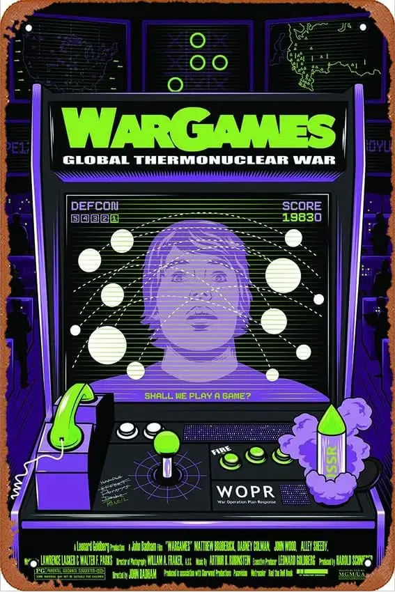 Wargames Funny Metal Novelty Tin Sign Metal Retro Wall Decor for Home,Street,Bars,Restaurants,Cafes,Store Sign Gift 12 X 8 INCH