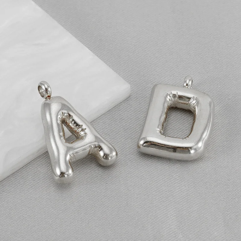 New style Bubble Letter Charms for Women Girls Dainty Alphabet Pendant Puffy Silver Color Jewelry Accessories for DIY Jewelry