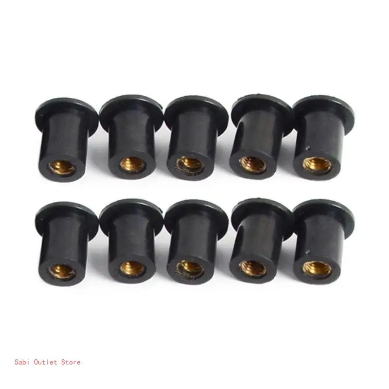 10Pcs Motorbike Windscreen Parts M6 Metric Rubber Well Nut Blind Fastener