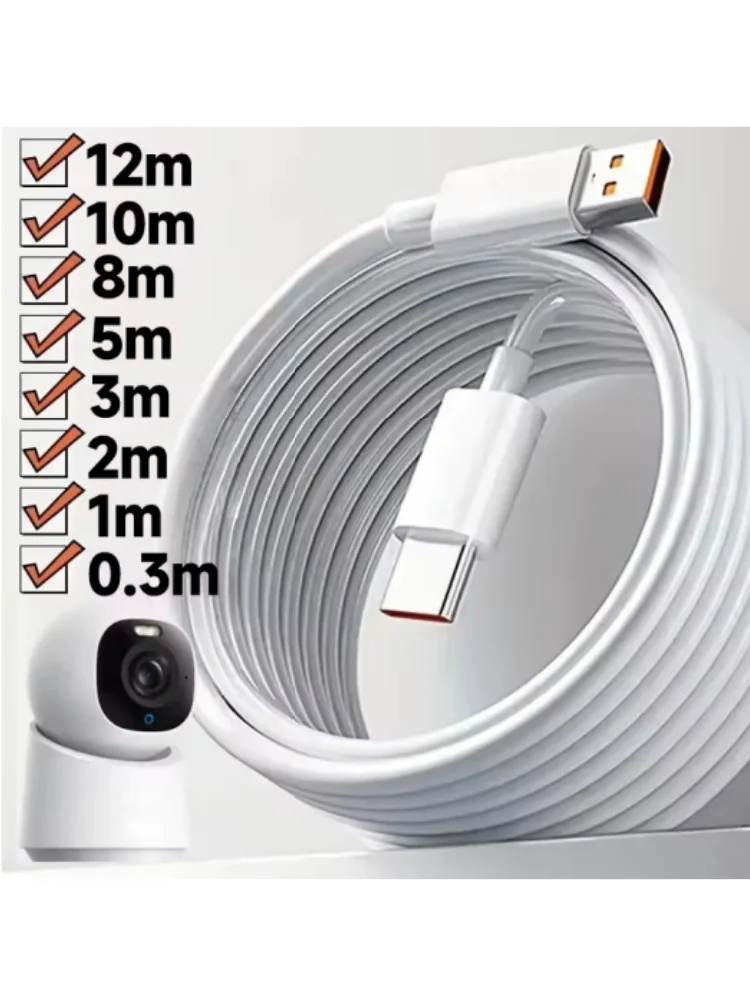 1/3/5/8/10M Micro USB-C Kabel Lange Verlengkabel voor Xiaomi Mi Camera Laptop Beveiligingscamera's Type C naar C Laadkabel - afbeelding 2