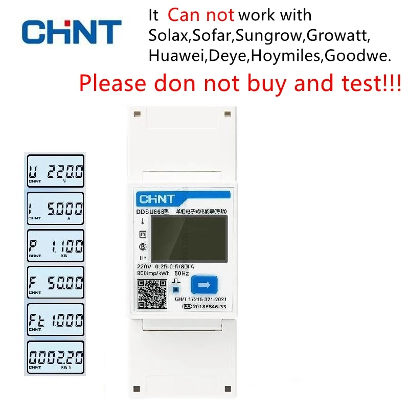 DDSU666 1.5(6)A 80A CHINT Meter Rs485 comunicazione Modbus DTSU666 misuratore monofase misuratore di misurazione dell\'alimentazione 220v