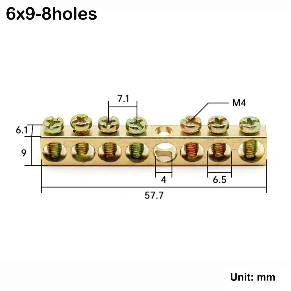 Grounding Bars Copper Wire Connector Multi-specification With Hole Screw Copper Bar Terminal Brass Row Junction Box Electrical