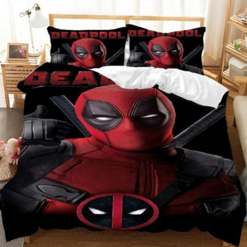 

Marvel Deadpool Bedding Set Avengers Universal Duvet Cover Set Marvel Heroes Comforter Modern Printed for Kids Adults