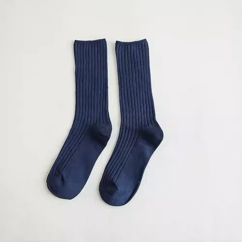 1 Pair Retro Women Cotton Loose Socks Autumn Winter Knitting Solid Color Long Black Korean Japanese Student Girls Stockings - Image 7