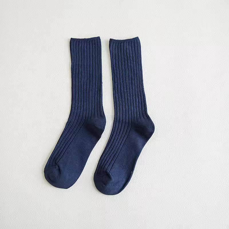 1 Pair Retro Women Cotton Loose Socks Autumn Winter Knitting Solid Color Long Black Korean Japanese Student Girls Stockings - Image 7