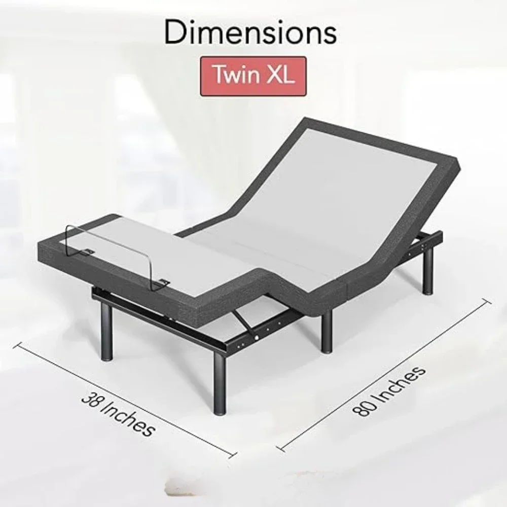 Adjustable Bed Frame,cómodo Marco De Cama De Masaje , Carga USB Dual Y Luces Nocturnas Debajo De La Cama, Electric Bed Frame