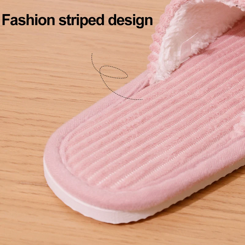 الكرتون القط نمط النعال المنزل للنساء ضوء المفتوحة تو عدم الانزلاق غرفة نوم الشرائح امرأة الموضة مخطط أفخم شبشب منزل #4