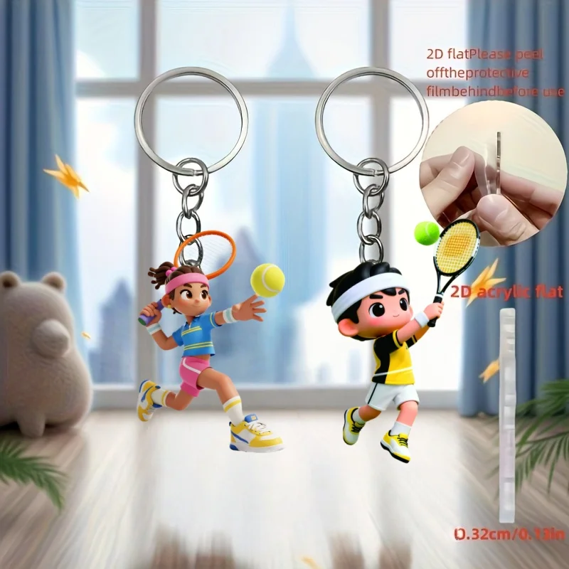 Tennis Sport Keychain 5/6/10pcs 2D Acrylic Pendant Bag Accessories Gift for Relatives Classmates and Friend Party Favors Festive