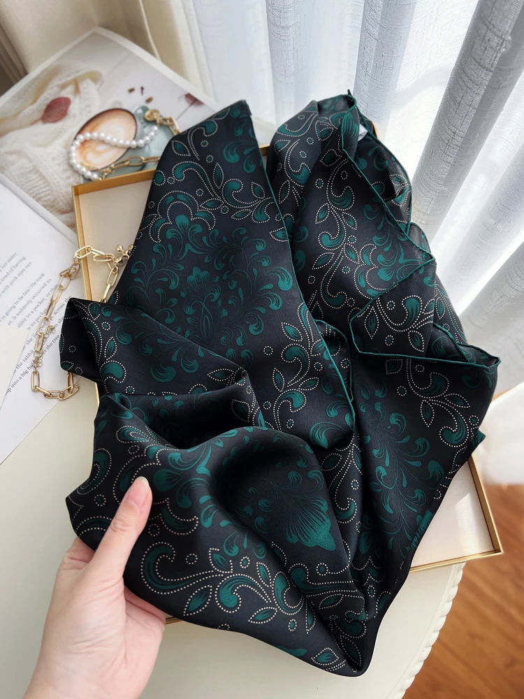 Lenço quadrado de seda Mulberry, Big Bandana Tops Acessórios, xales enrolados à mão, cetim foulard, pescoço e cabelo decoração, marca de luxo, 110cm