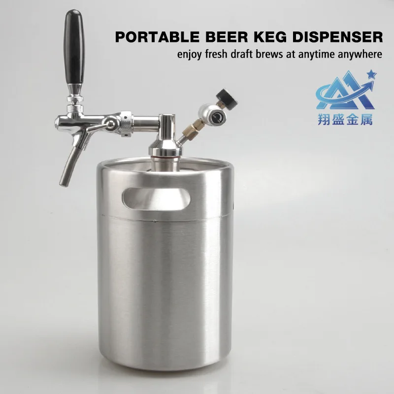 Portable craft beer pressurized pneumatic barrel kit KEG barrel 304 stainless steel material with adjustable faucet