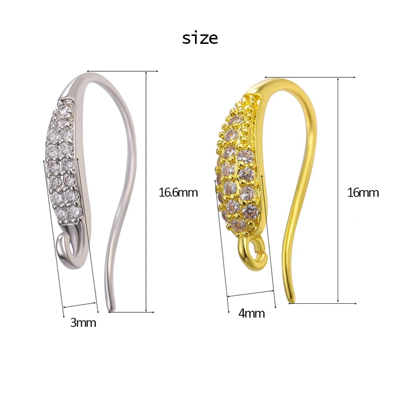 Juya Earrings Hook Copper with Zircon Gold Earring Accessories For Jewelry Making Handmade DIY Jewellery Findings