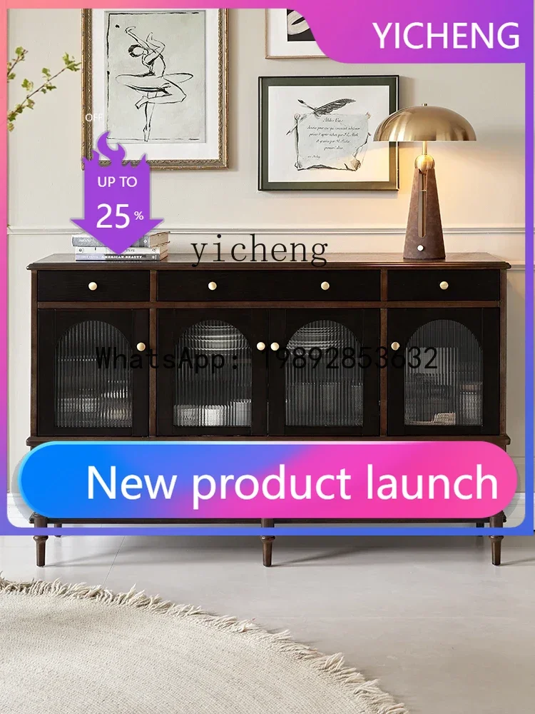 

LYY Retro Vertical Closet Retro Solid Wood Sideboard Cabinet Living Room Locker