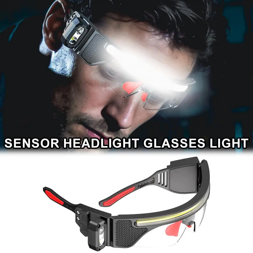 Smart Sensor LED Glasses Lamp Dual Color Light Protective Goggles USB Charging Long Lasting IPX6 Waterproof For Working Fishing
