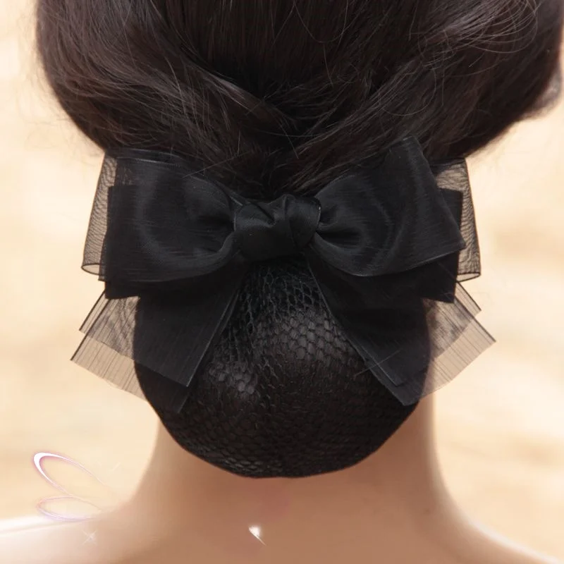 

Profional Silk Headband with Fine Net ket Knot Drifting Silk Bank Nurse Air Steward Hair Updo Hair Clip