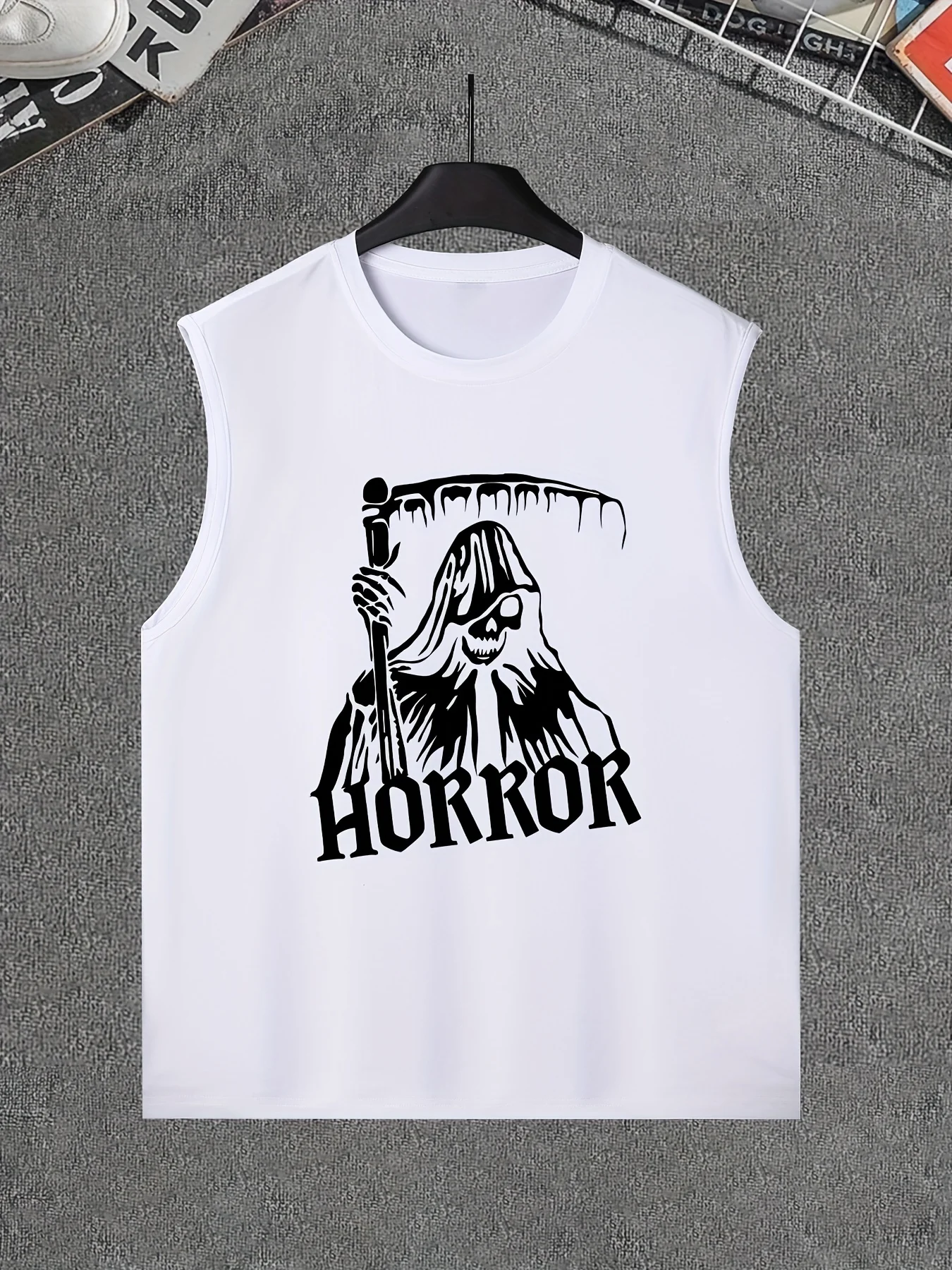 

Personalized Grim Reaper Print Casual V-Neck Shirt