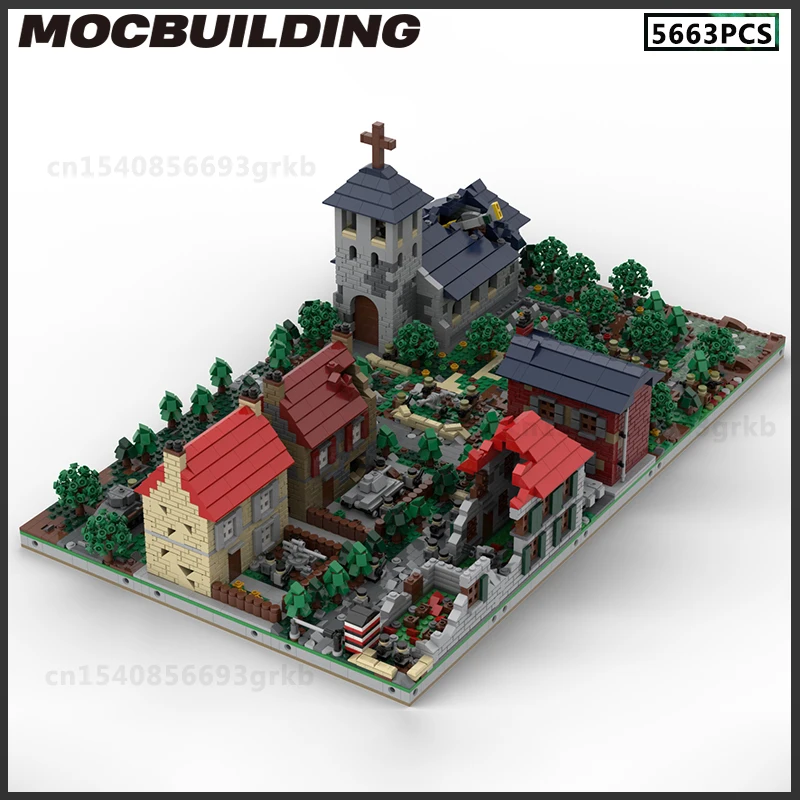 MOC Building Blocks Modern Military Battlefield War scene Broken House mattoni fai da te modello regalo di natale regali di compleanno giocattoli