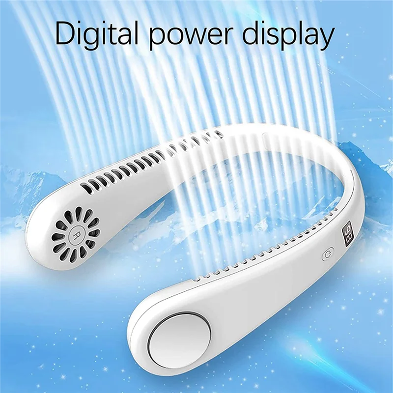 Ventilador de silicona sin hojas de 3 velocidades, ventilador eléctrico portátil deportivo silencioso, ventilador portátil para colgar en el cuello con manos libres para el hogar y al aire libre