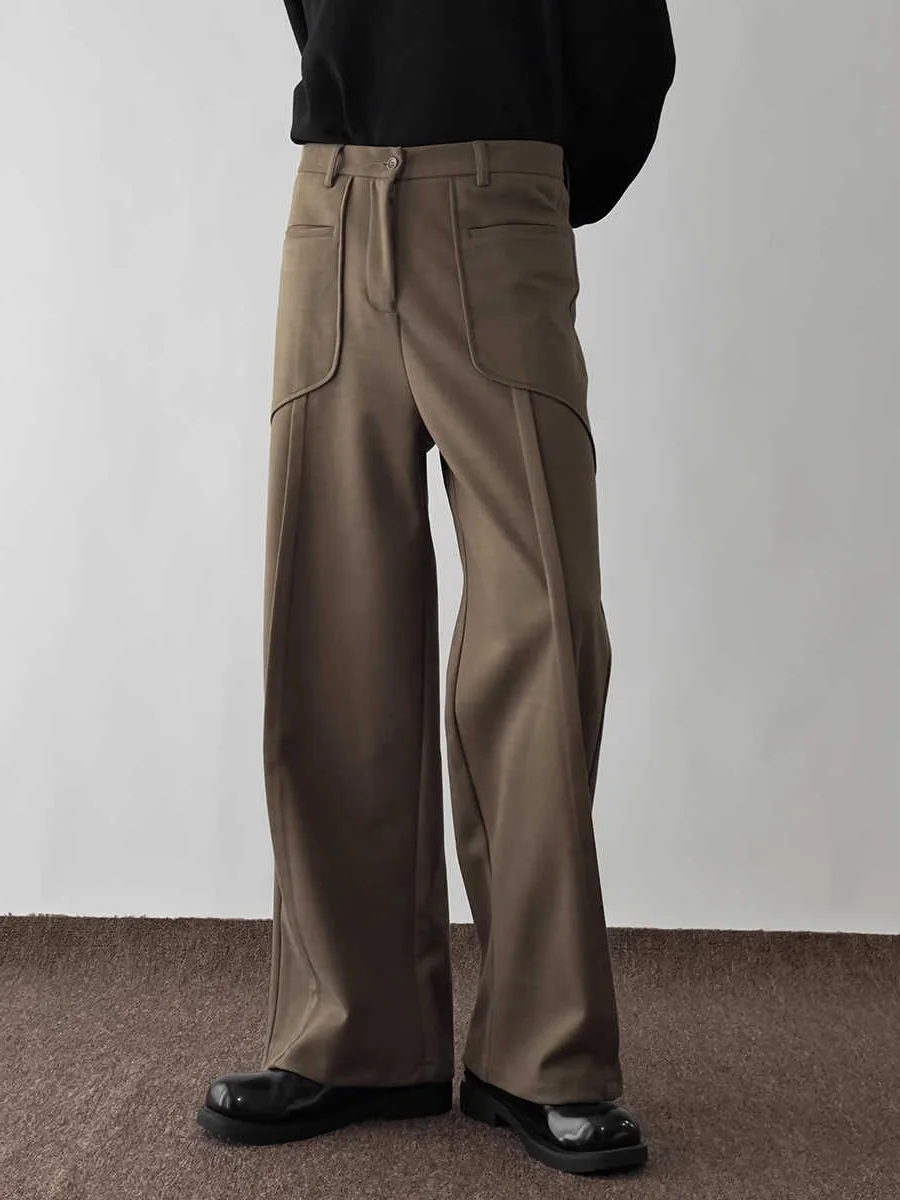 

Повседневные мужские твидовые брюки прямого кроя, осенне-зимние модные деловые брюки в корейском стиле, длинные брюки