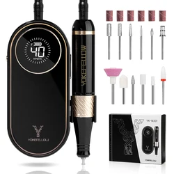 YOKEFELLOW 40000RPM Professional Electric Nail Drill Manicure Machine kit HD Display Portable Nail Sander for Cutting Gel Nail