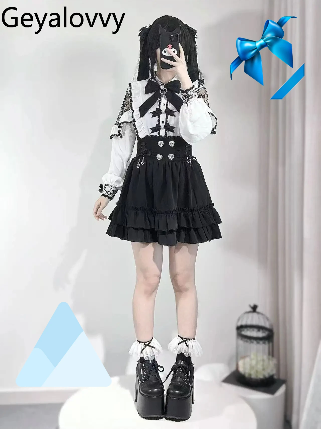 Primavera y novedad de verano, Top versátil de manga larga para niñas dulces, camisa blanca de encaje francés de mina japonesa de producción en masa Original