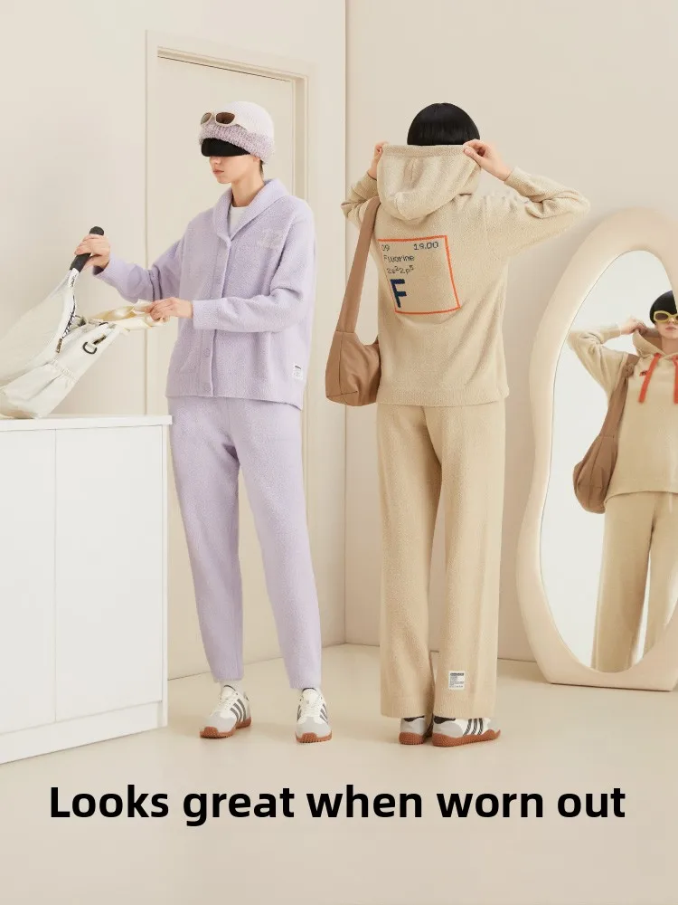 بدلة LMM للرجال والنساء من الصوف للخريف والشتاء بيجامة من الصوف السميك